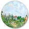 Designart - White House With Red Roof In The Countryside - Traditional Metal Circle Wall Art